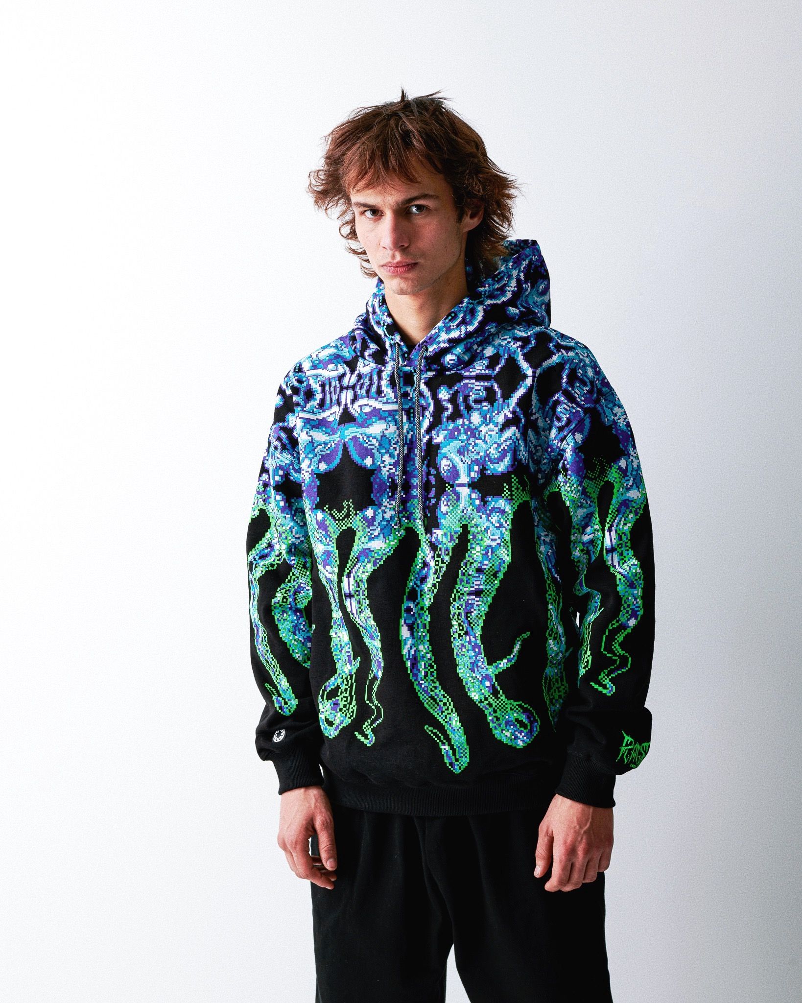 PLAGUE LABS 変態 OCTOPUS HENTAI M3M0R135 HOODIE - Felpa cappuccio - Nero