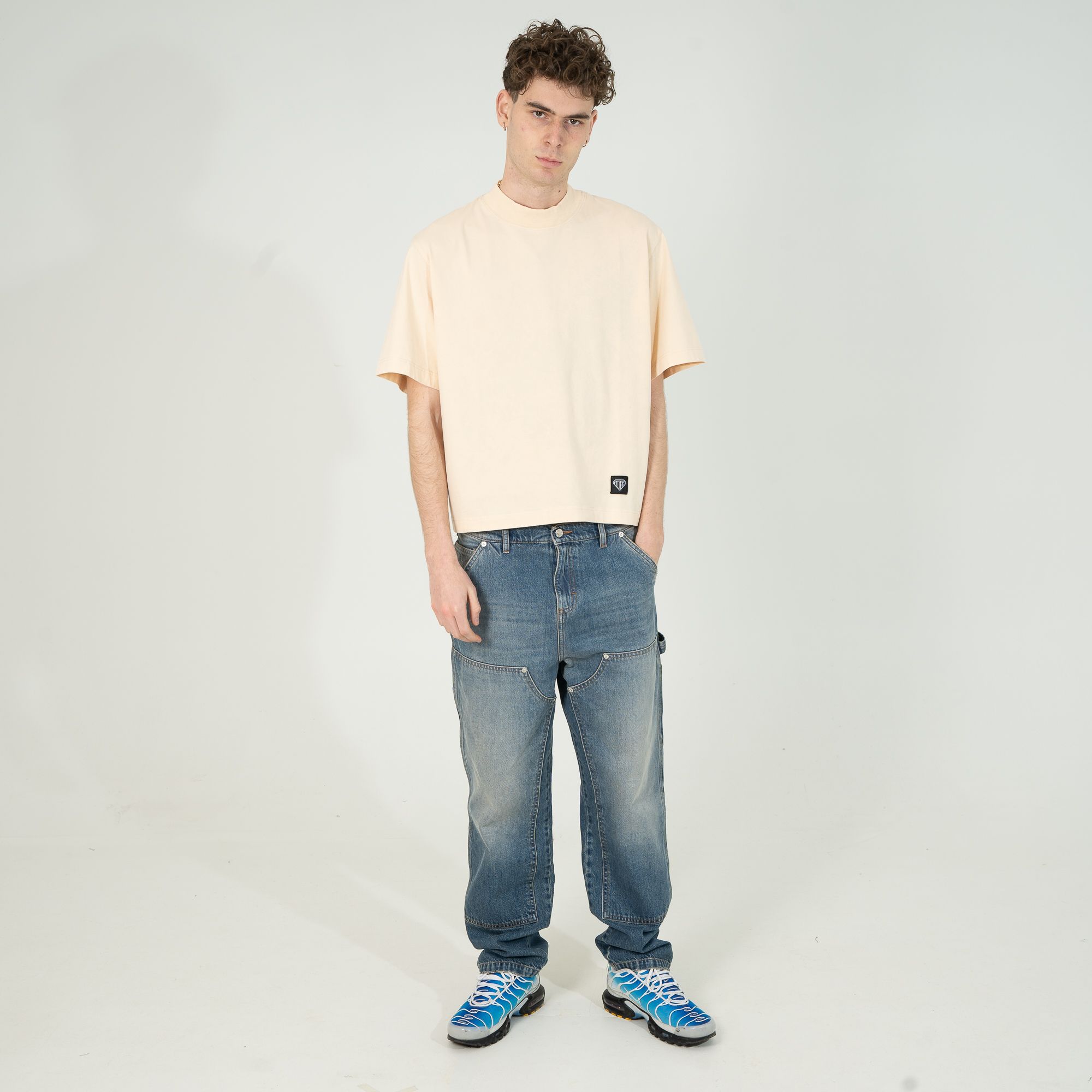 LABEL RIBBED TEE T-shirt CREAM | Image 3