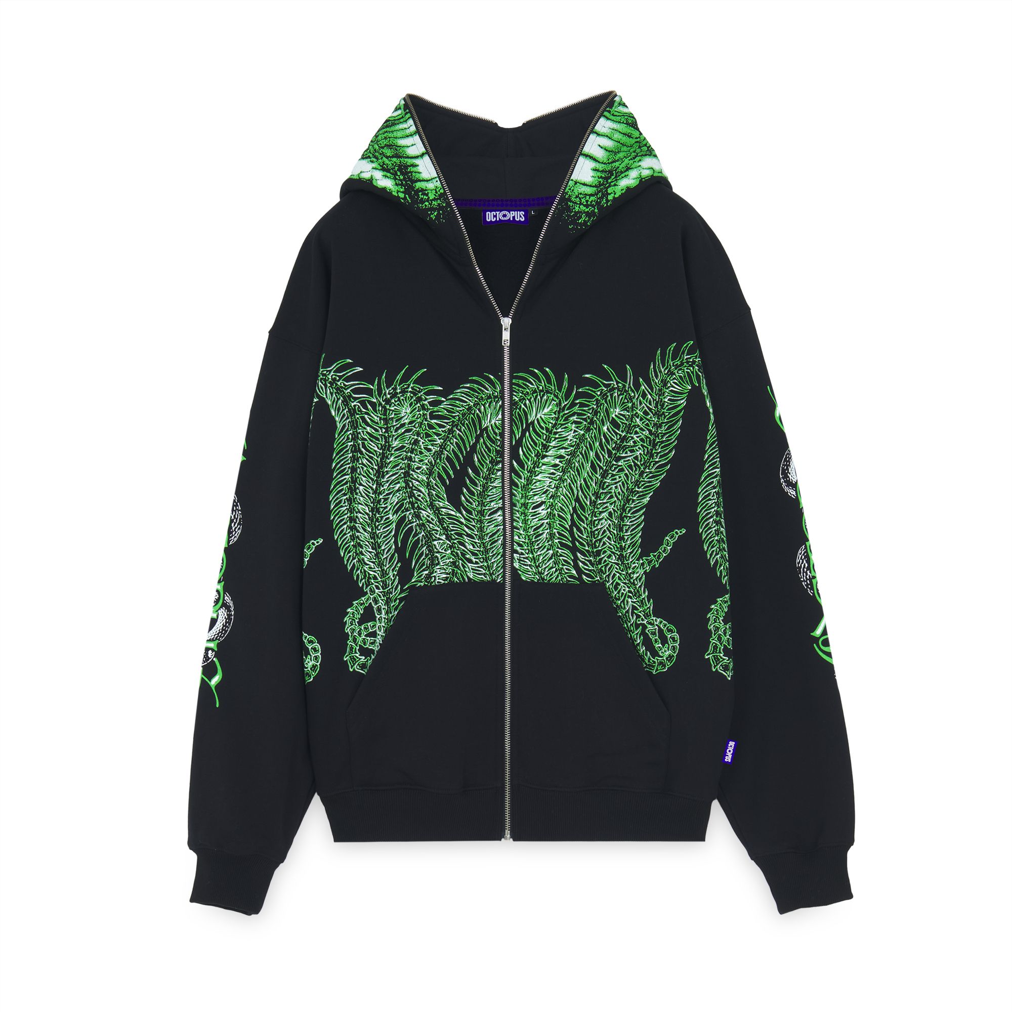 Year of the Snake Octopus Full Zip Hoodie Zip Hoodie BLACK