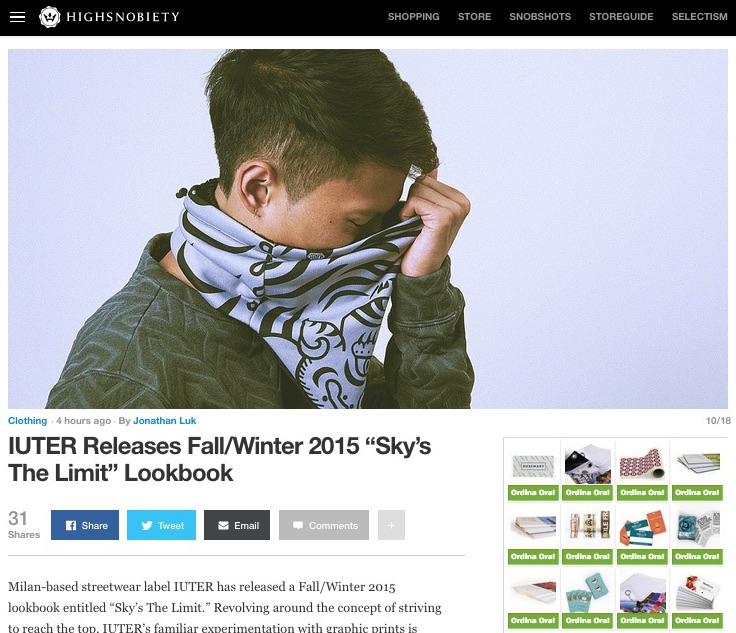 Highsnobiety IUTER FW15 Lookbook