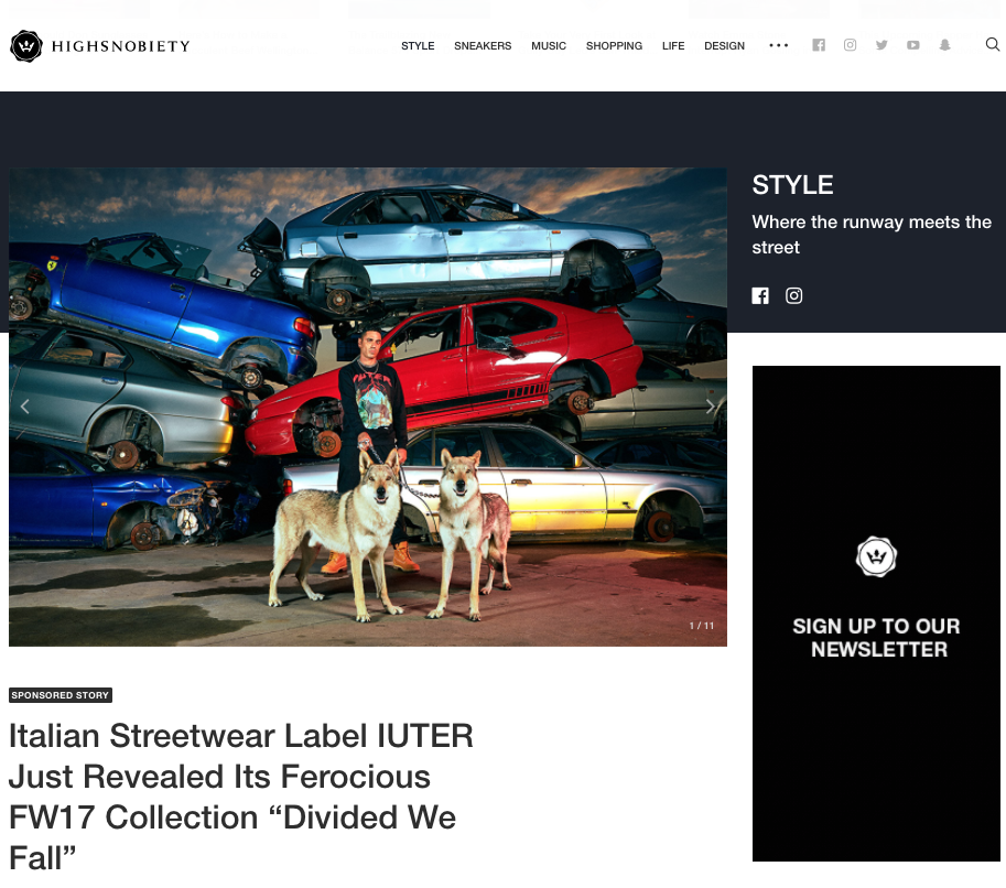 IUTER 'Wolf Series' editorial ft Marracash  on Highsnobiety