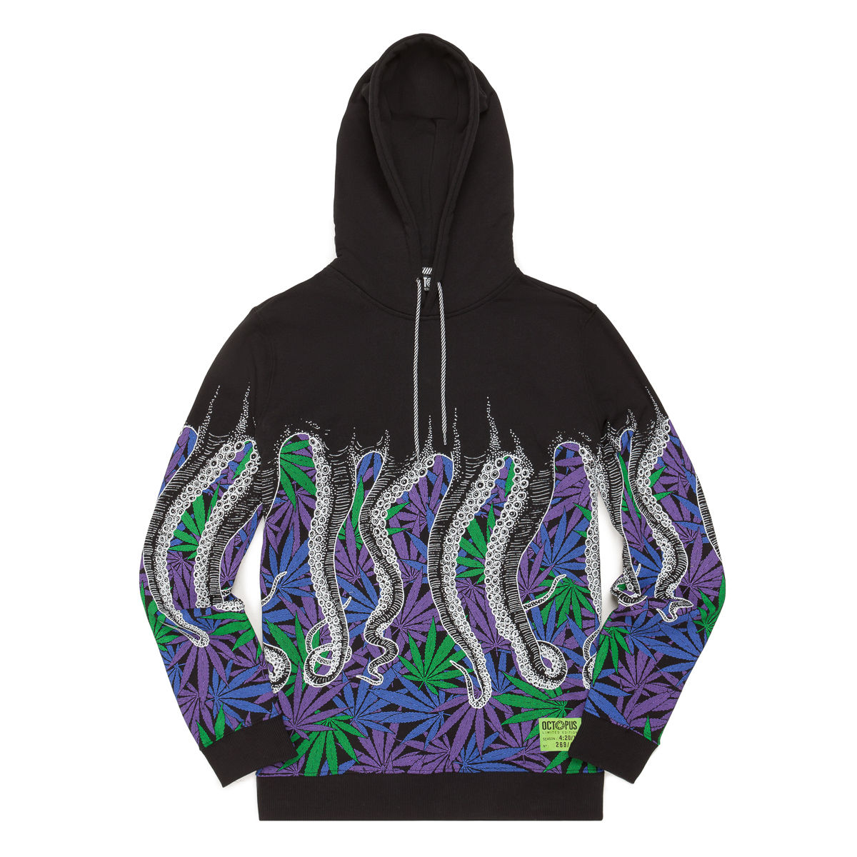 OCTOPUS HAZE HOODIE SCREEN PRINTED HOOD SWEATSHIRT BLACK