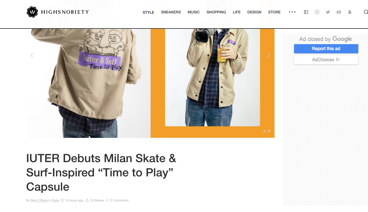 IUTER x SSFF Milano: Time To Play OUT ON HIGHSNOBIETY
